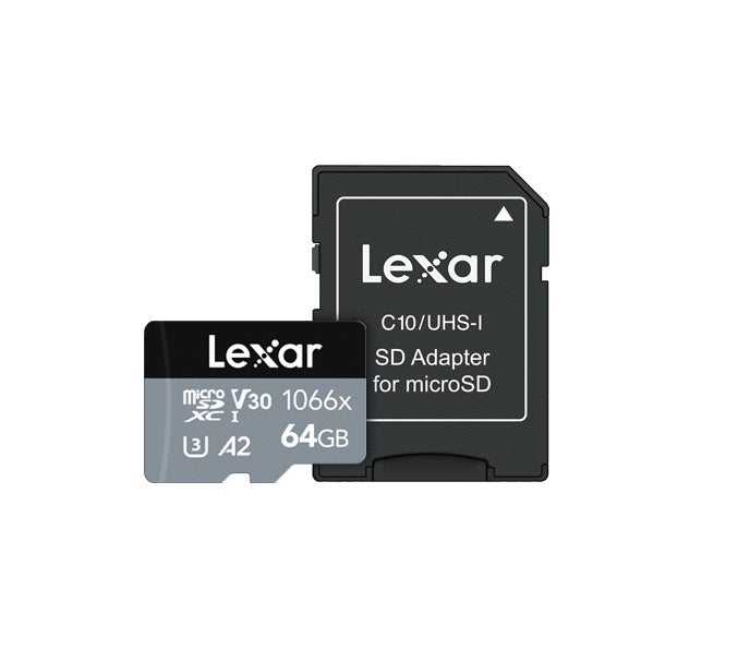 Lexar® 64GB Professional 1066x microSDXC™ UHS-I Cards SILVER Series